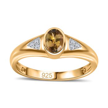 AA nat&uuml;rlicher goldener Tansanit und Zirkon-Ring - 0,49 ct.