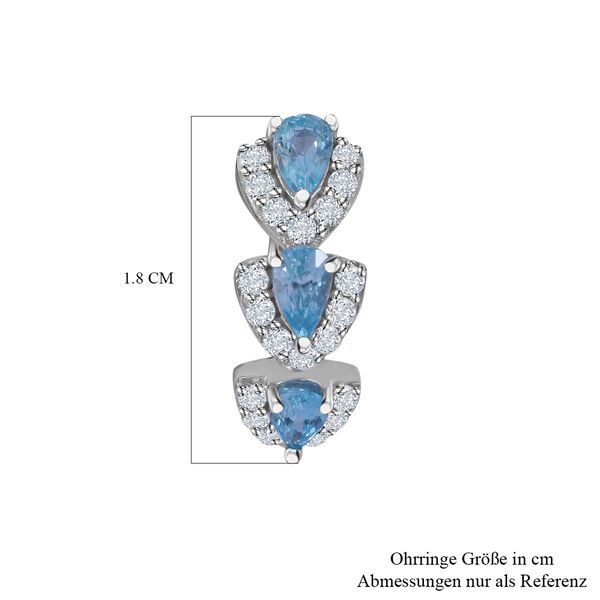 AA Blauer Zirkon, Wei&szlig;er Zirkon Ohrringe 925 Silber rhodiniert ca. 2,90 ct. image number 4