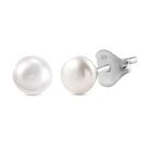 Weiße Süßwasser Perle Ohrringe 925 Silber platiniert