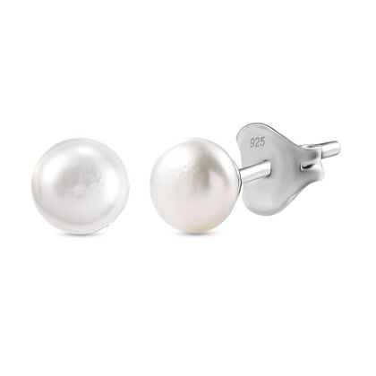 Wei&szlig;e S&uuml;&szlig;wasser Perle Ohrringe 925 Silber platiniert