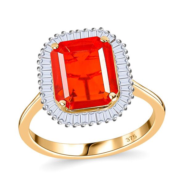 AAAA Purpurroter Feueropal und Diamant Ring in 375 Gold &ndash; 2,75 ct. image number 8