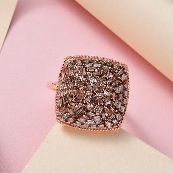 Natürlicher Champagner Diamant Ring, 925 Silber Roségold Vermeil (Größe 18.00) ca. 1.00 ct image number 2