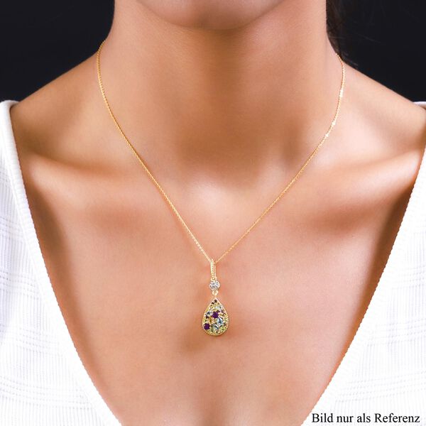 GP Italian Garden Kollektion - mehrfarbiger Edelstein-Anh&auml;nger mit Kette in Silber image number 2