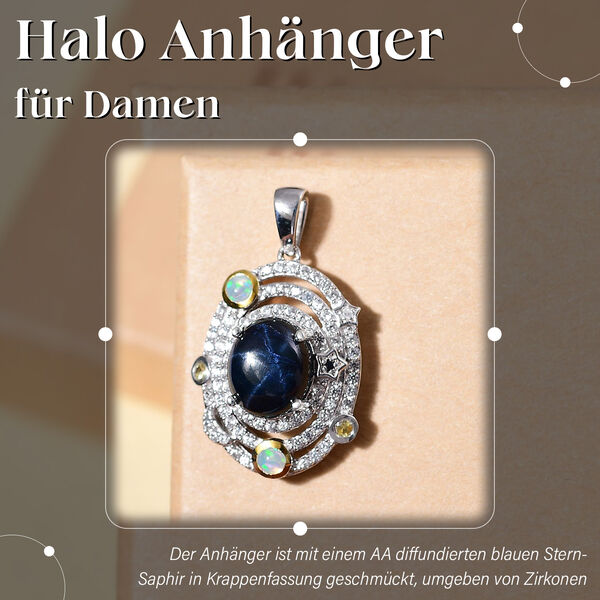 GP Celestial Dream Kollektion - AA Diffundierter Stern blauer Saphir, &auml;thiopischer Welo Opal, Zirkon gelber und blauer Saphir-Anh&auml;nger  - 7,09 ct. image number 1