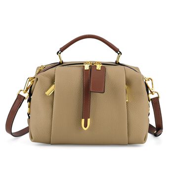 Elegante Leder Crossbody Tasche im Minimal Design 23 x 12 x 16 cm Khaki