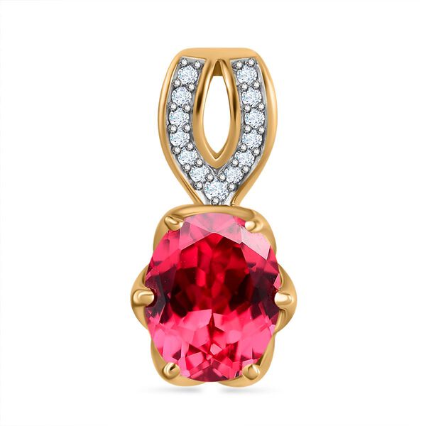 Synthetischer Padparadscha-Saphir Anhänger, ca. 3,92 ct. image number 0