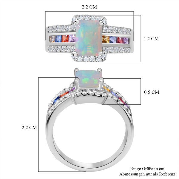 AA äthiopischer Welo Opal, mehrfarbiger Saphir und Zirkon-Ring - 1,74 ct. image number 4