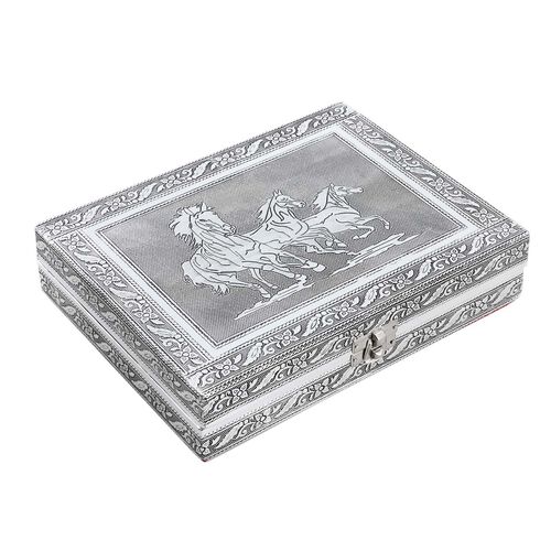 Handgefertigte Ringschatulle aus Aluminium, 22.8x17.7x5.1 cm, galoppierende Pferde image number 0