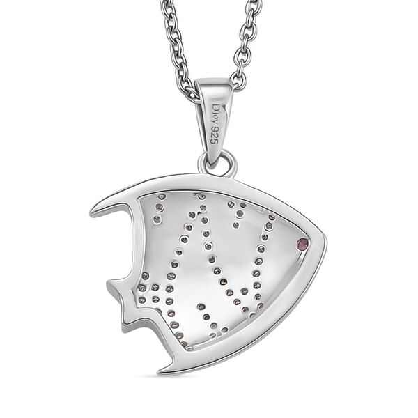 Rhodolith Granat, Moissanit Schmuckset 925 Silber rhodiniert und Edelstahl platiniert ca. 0,27 ct. image number 4