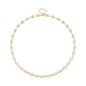 Doppelreihige Halskette mit ovalen Gliedern, Edelstahl, ca. 50 cm, Goldfarben