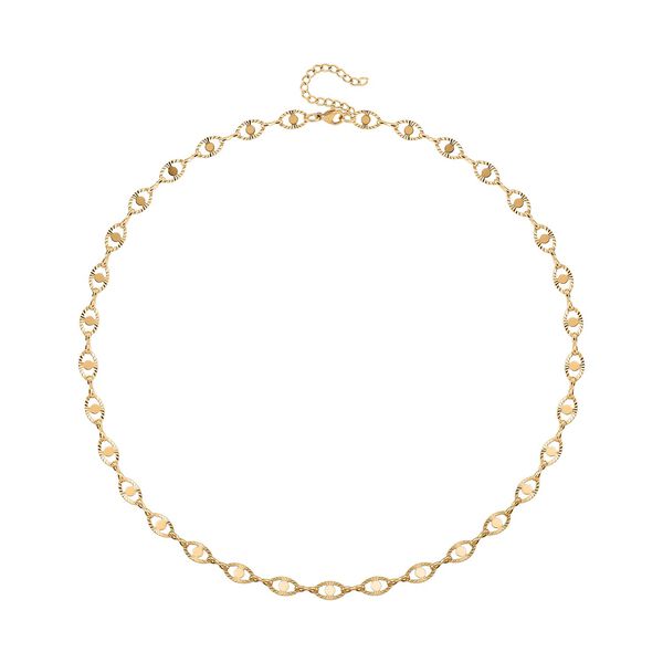 Doppelreihige Halskette mit ovalen Gliedern, Edelstahl, ca. 50 cm, Goldfarben image number 4