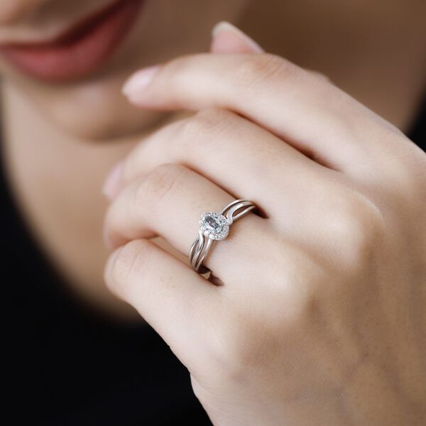 Alexandrit und wei&szlig;er Zirkon-Ring - 0,34 ct. image number 3