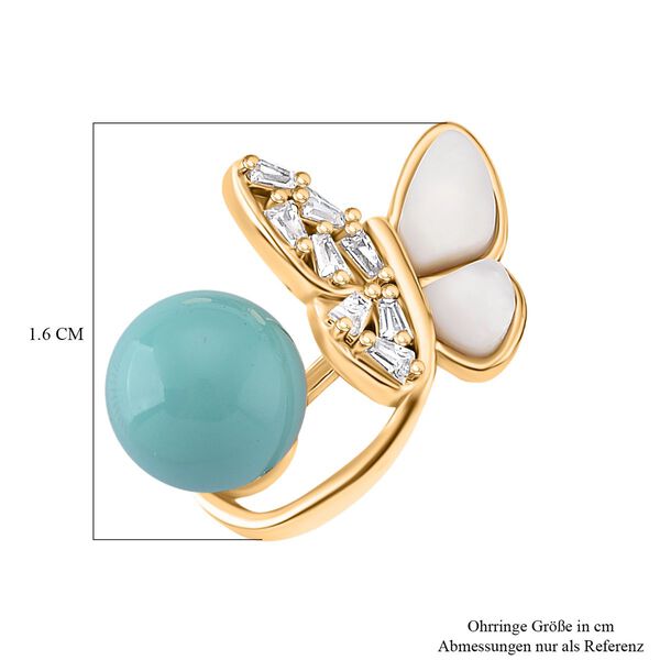 Sleeping Beauty Farbe Muschelkernperle (7-9 mm), Weißes Perlmutt Ohrringe, Nickelfreies Messing, golfarben image number 6