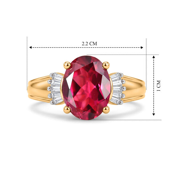 LUXURIANT DIAMOND - AAA Lab Grown Rubin, Wei&szlig;er Diamant Ring 925 Silber Gold (Gr&ouml;&szlig;e 19.00) ca. 2,77 ct image number 5
