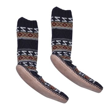 1 paar rutschfeste und gestrickte Hausschuhe mit Fellfutter, Gr&ouml;&szlig;e M, 29 cm, Dunkelblau