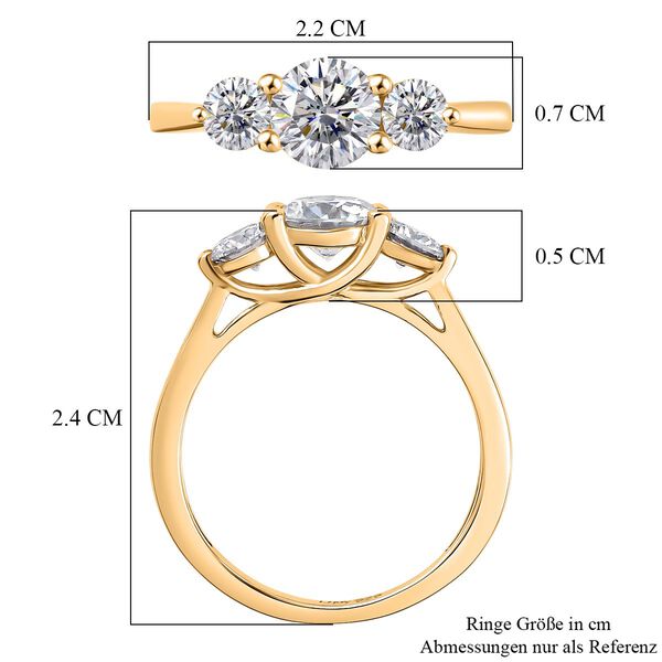 D'Joy Moissanit Ring, 925 Silber vergoldet - 1,22 ct. image number 6