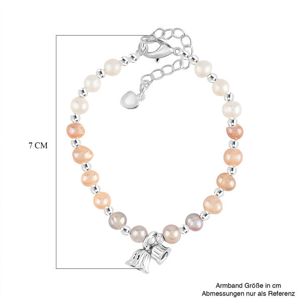 Mehrfarbige Süßwasser Perle Armband ca. 15.25 cm + 5 cm Extender, Nickelfreies Messing Silberfarben image number 5