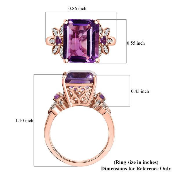 AAA Rose De France Amethyst, Afrikanischer Amethyst Ring 925 Silber 750 Ros&eacute;gold Vermeil (Gr&ouml;&szlig;e 20.00) ca. 6,22 ct image number 5