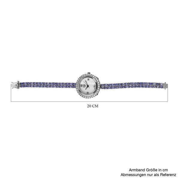 EON 1962 Schweizer Uhrwerk - Tansanit und Zirkon Uhr in Silber, 15,12 ct. image number 4