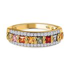 AAA Mehrfarbig Saphir, wei&szlig;er Zirkon Ring 925 Silber Gelbgold Vermeil (Gr&ouml;&szlig;e 17.00) ca. 1.25 ct