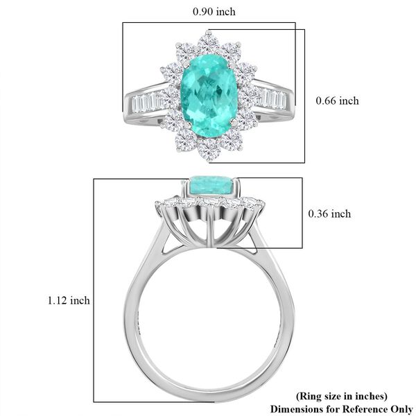 CHAIRMAN VAULT COLLECTION - AAAA Paraiba Turmalin, Weißer Diamant Ring, zertifiziert und geprüft, 950 Platin (Größe 17.00) ca. 3.85 ct image number 5