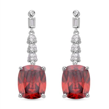 Rote und wei&szlig;e Zirkonia Ohrringe, Edelstahl ca. 18.47 ct