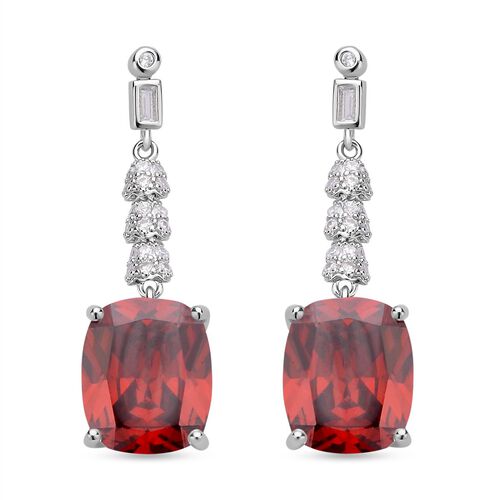 Rote Zirkonia Ohrringe, Edelstahl ca. 18,47 ct image number 0