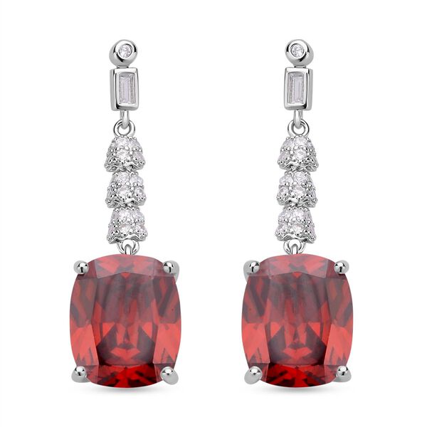 Rote Zirkonia Ohrringe, Edelstahl ca. 18,47 ct