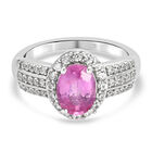 Premium Ilakaka Rosa Saphir und Zirkon Ring 925 Silber platiniert (Größe 19.00)(Fissure gefüllt)