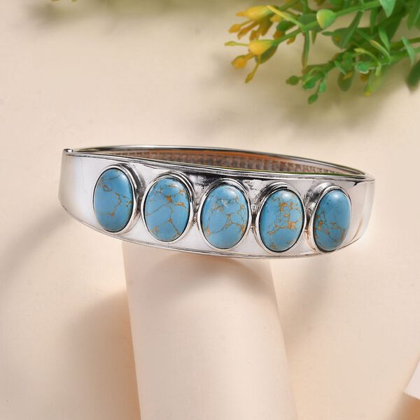 Blaues Türkis Armreif ca. 19 cm Edelstahl ca. 24.78 ct image number 2