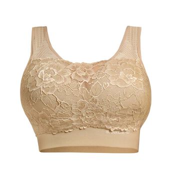 SANKOM - R&uuml;ckenst&uuml;tze Haltungskorrektur Push-up Spitzen-BH, Gr&ouml;&szlig;e M/L, 80-85 cm, Beige