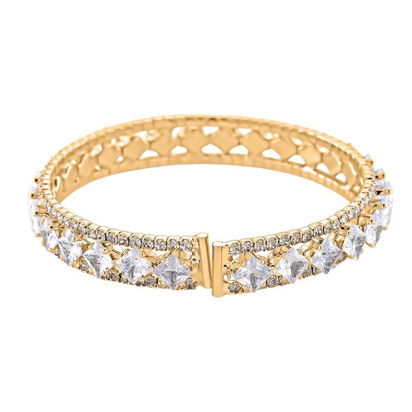 Wei&szlig;er Zirkonia Armreif, Flexibles (ca. 18-19 cm)  Nickelfreies Messing image number 4