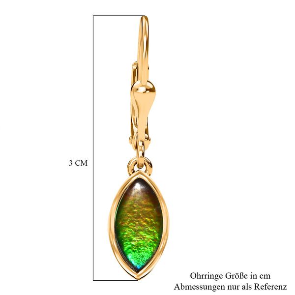 Ammolit Ohrringe 925 Silber 750 Gelbgold Vermeil ca. 2,29 ct. image number 7