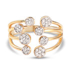 Diamant-Ring, 925 Silber Gelbgold Vermeil (Größe 17.00) ca. 0,33 ct