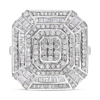 Wei&szlig;er Diamant P Ring 925 Silber platiniert (Gr&ouml;&szlig;e 17.00) ca. 1,50 ct