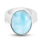 Larimar Solitär Ring 925 Silber Platin-Überzug image number 0
