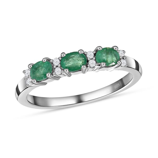 AAA Smaragd und Zirkon Ring - 0,52 ct. image number 4