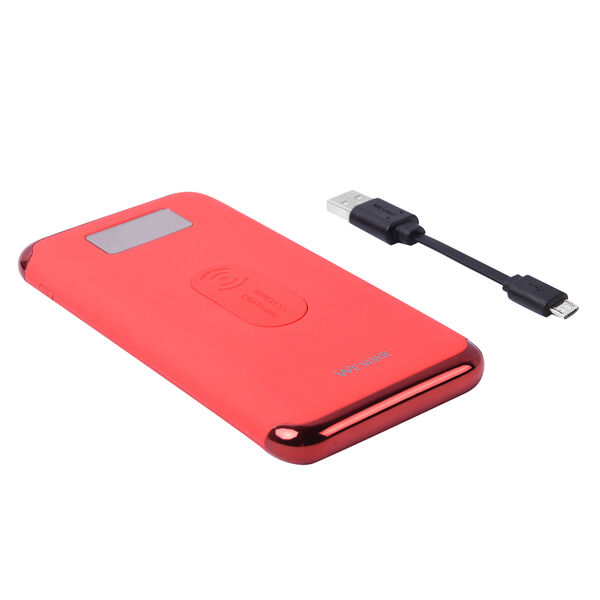 Kabellose PowerBank mit Bildschirmanzeige, 10000mAh, Rot image number 3