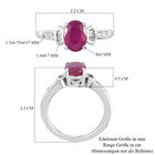 Afrikanischer Rubin und Diamant Solitär Ring 925 Silber Platin-Überzug image number 6