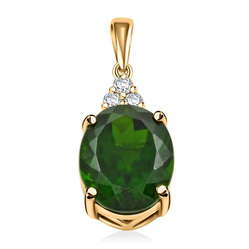 AAA Natürlicher Chromdiopsid, Weißer Diamant Anhänger 417 Gold ca. 3,70 ct. image number 0