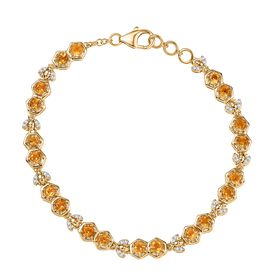 GP Honeycomb Trionfo Kollektion - AA Citrin, Kanchanaburi Blauer Saphir Armband, ca. 20 cm 925 Silber 750 Gelbgold Vermeil ca. 5,31 ct.
