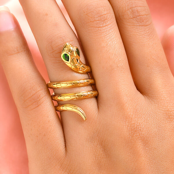 Natürlicher Chromdiopsid Ring 925 Silber vergoldet  ca. 0,34 ct image number 3