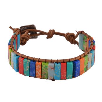 Imperial Mehrfarbiges Jaspis Armband, ca. 19 cm, Schwarz oxidiert ca. 80.00 ct