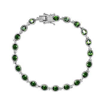 Nat&uuml;rliches Chromdiopsid Armband, ca. 20 cm, 925 Silber platiniert ca. 9,30 ct