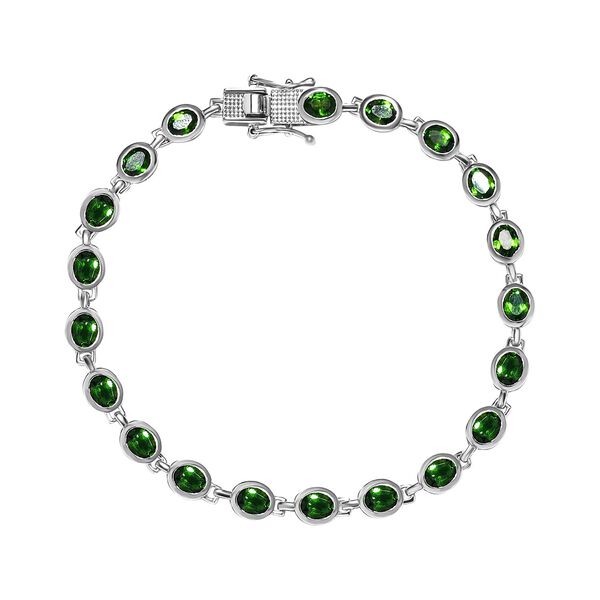 Natürliches Chromdiopsid Armband, ca. 20 cm, 925 Silber platiniert ca. 9,30 ct image number 0
