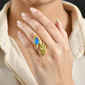 D'Joy Pfau Triplett Quarz, Peridot und Zirkon Ring - 4,90 ct.