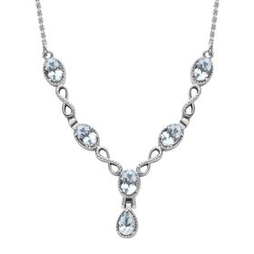 Himmelblaue Topas Halskette, ca. 45 cm Edelstahl ca. 2.91 ct
