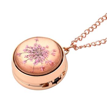 STRADA Glasuhr mit echten Blumen im Zifferblatt, Eisenarmband, 91.4 cm, Rose