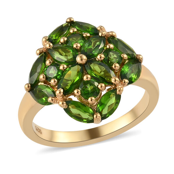 Nat&uuml;rlicher Chromdiopsid Ring 925 Silber vergoldet  ca. 2,29 ct image number 4