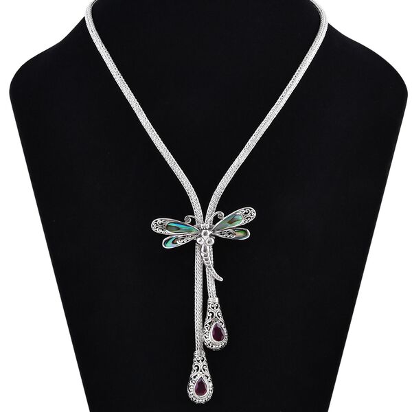 Royal Bali Kollektion - afrikanische Rubin und Abalone Muschel-Halskette, 50cm - 8 ct. image number 2